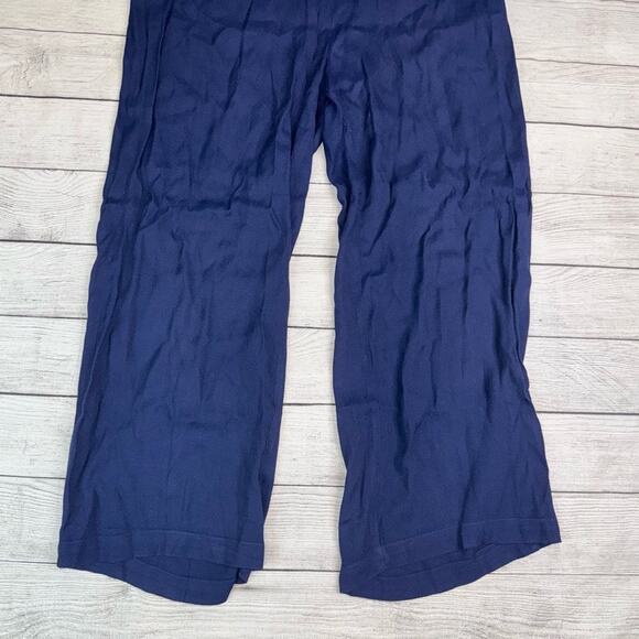 Reformation Women's Lightweight Wide Leg High Rise Pants Navy Blue Size 4 - Picture 2 of 6